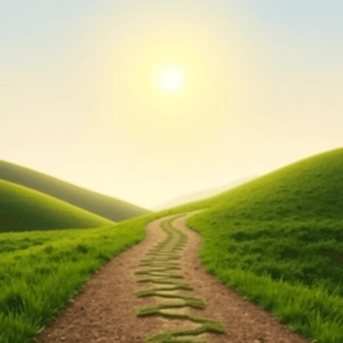 A winding path leads toward a bright horizon with a rising sun, surrounded by lush greenery, symbolizing financial growth and new opportunities.