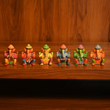 Set of 6 wooden musician ganesha design statue hand painted