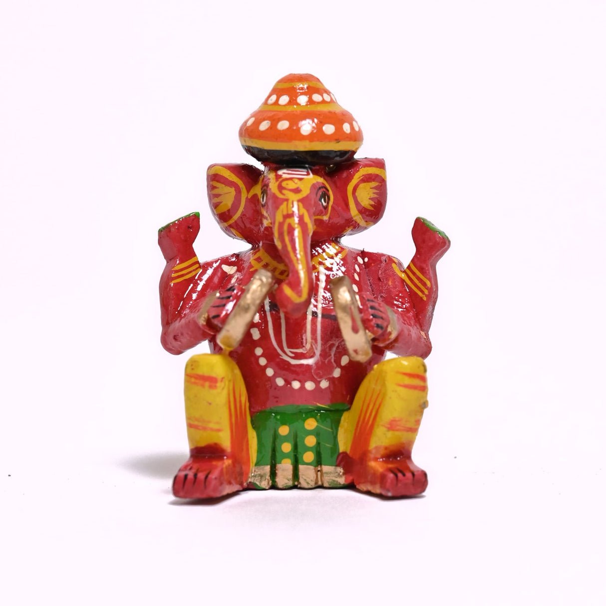 Set of 6 wooden musician ganesha design statue hand painted