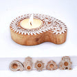 Wooden Block Print Tea Light Candle Holders for Diwali Handmade Tlight for Deepawali Decoration Items Designer Diya Deepam for Goddess Worship Housewarming Gifts - LoveNspire