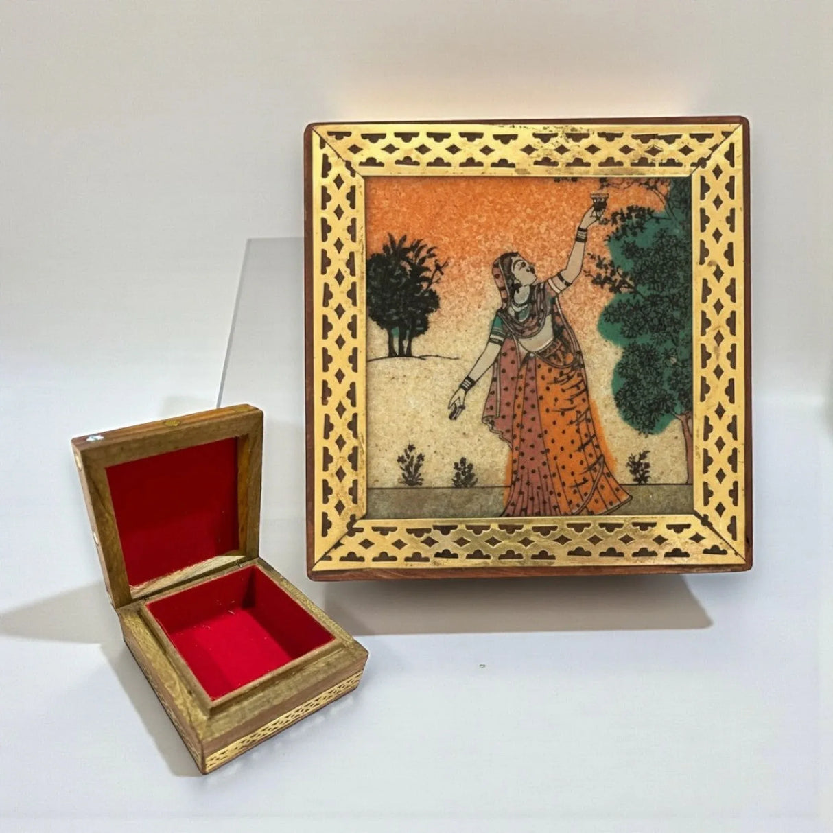 Wooden Jewelry Box Small Handcarved Decorative Jewellery Storage Organizer for Earring, Necklace, Rings, Bracelet Gift Ideas for Women - Multipurpose Keepsake Box (3x3x1.5 Inches) - LoveNspire