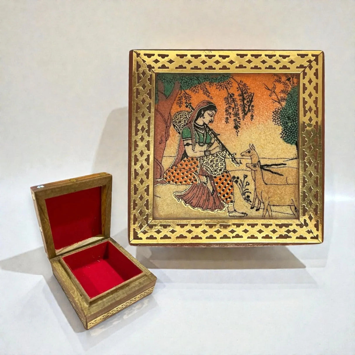 Wooden Jewelry Box Small Handcarved Decorative Jewellery Storage Organizer for Earring, Necklace, Rings, Bracelet Gift Ideas for Women - Multipurpose Keepsake Box (3x3x1.5 Inches) - LoveNspire