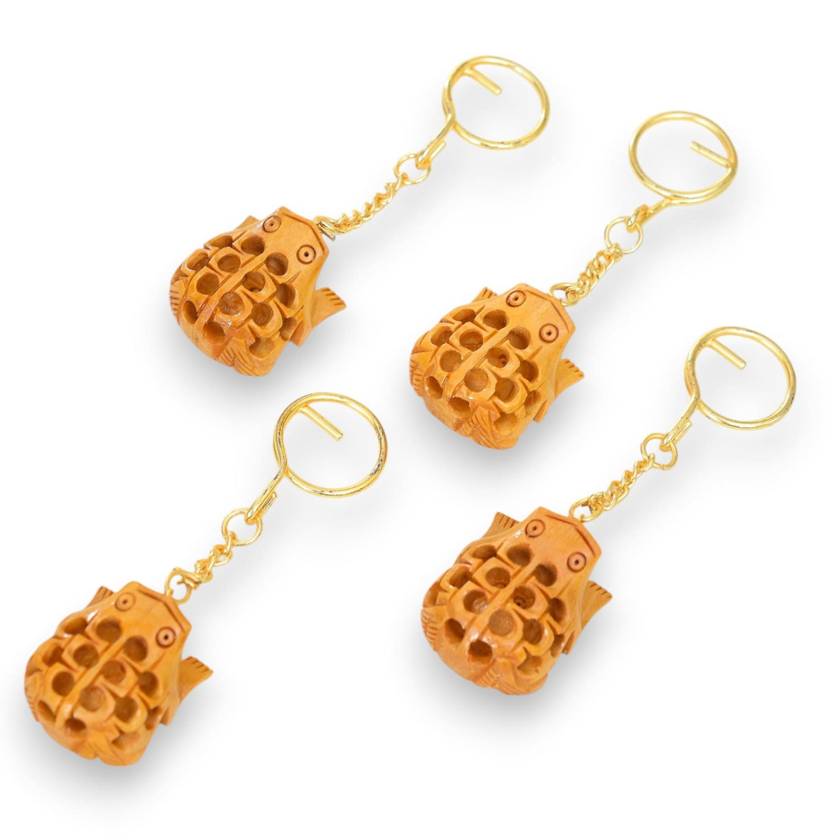 4Pc Wooden Keychain Amulet Keyring Door Car Key Chains Good Luck Key Holder for Thanksgiving Housewarming Gift - LoveNspire