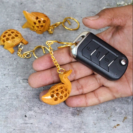 4Pc Wooden Keychain Amulet Keyring Door Car Key Chains Good Luck Key Holder for Thanksgiving Housewarming Gift - LoveNspire