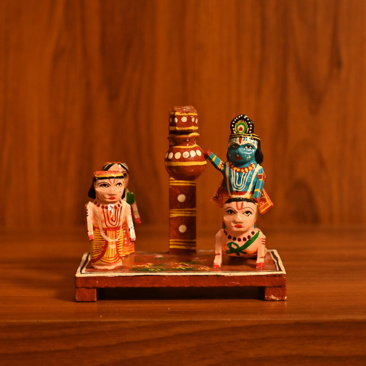 Wooden krishna makhan chor leela for janmashtmi golu