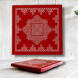 Wooden Puja Chowki 4 Inch Handcrafted Floral Printed Traditional Chaurang Chowki for God Idols Kalash - Festive Decor for Pooja Home Temple Mandir - Diwali Housewarming Gift - LoveNspire