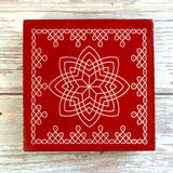 Wooden Puja Chowki 4 Inch Handcrafted Floral Printed Traditional Chaurang Chowki for God Idols Kalash - Festive Decor for Pooja Home Temple Mandir - Diwali Housewarming Gift - LoveNspire