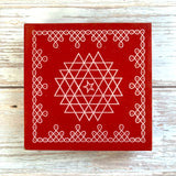 Wooden Puja Chowki 4 Inch Handcrafted Floral Printed Traditional Chaurang Chowki for God Idols Kalash - Festive Decor for Pooja Home Temple Mandir - Diwali Housewarming Gift - LoveNspire