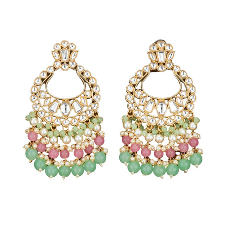 Oversized / Big Indian Jhumka Earrings for Women - Vintage Indian Jhumki Ethnic Chandbali Earrings Faux Kundan & Pearl Beaded Bollywood Style Dangle Earring Jewelry for Bride | Birthday Gift for Her - LoveNspire