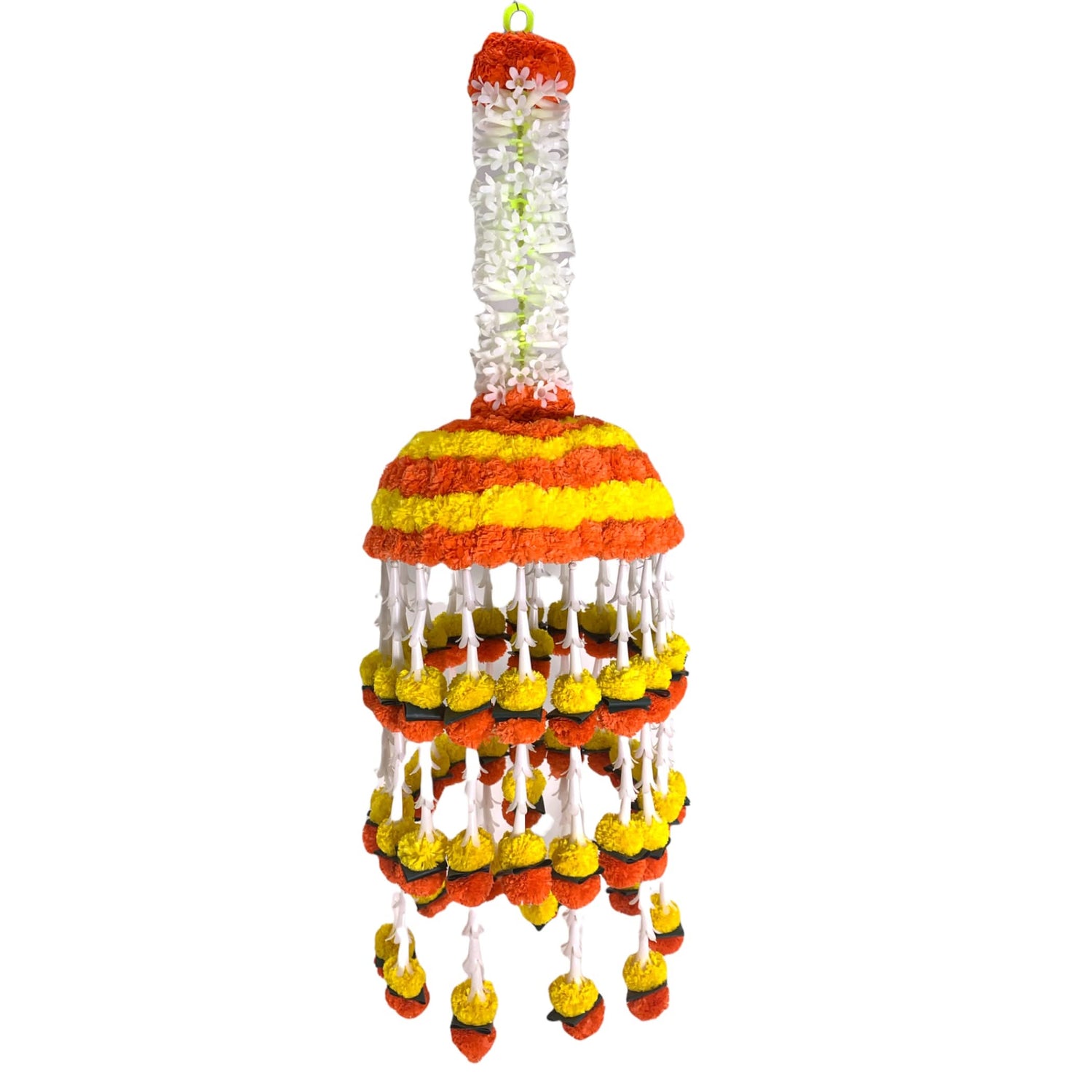 Marigold Strings and Jhoomar Decor with Strings, Mehndi Decoration, Wedding Garland, Flowers Decorations, Diwali Backdrop, Puja Garlands, Chandelier - LoveNspire