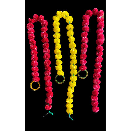 Set of 5 Marigold Strings with Ghungroo, Diwali Decoration, Indian Pakistani Wedding Decoration, Day of the Dead, Dia De Los Muertos - LoveNspire