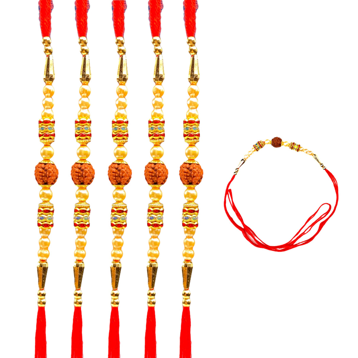 Wholesale 5 10 rudraksh rakhi for brother poojan thread