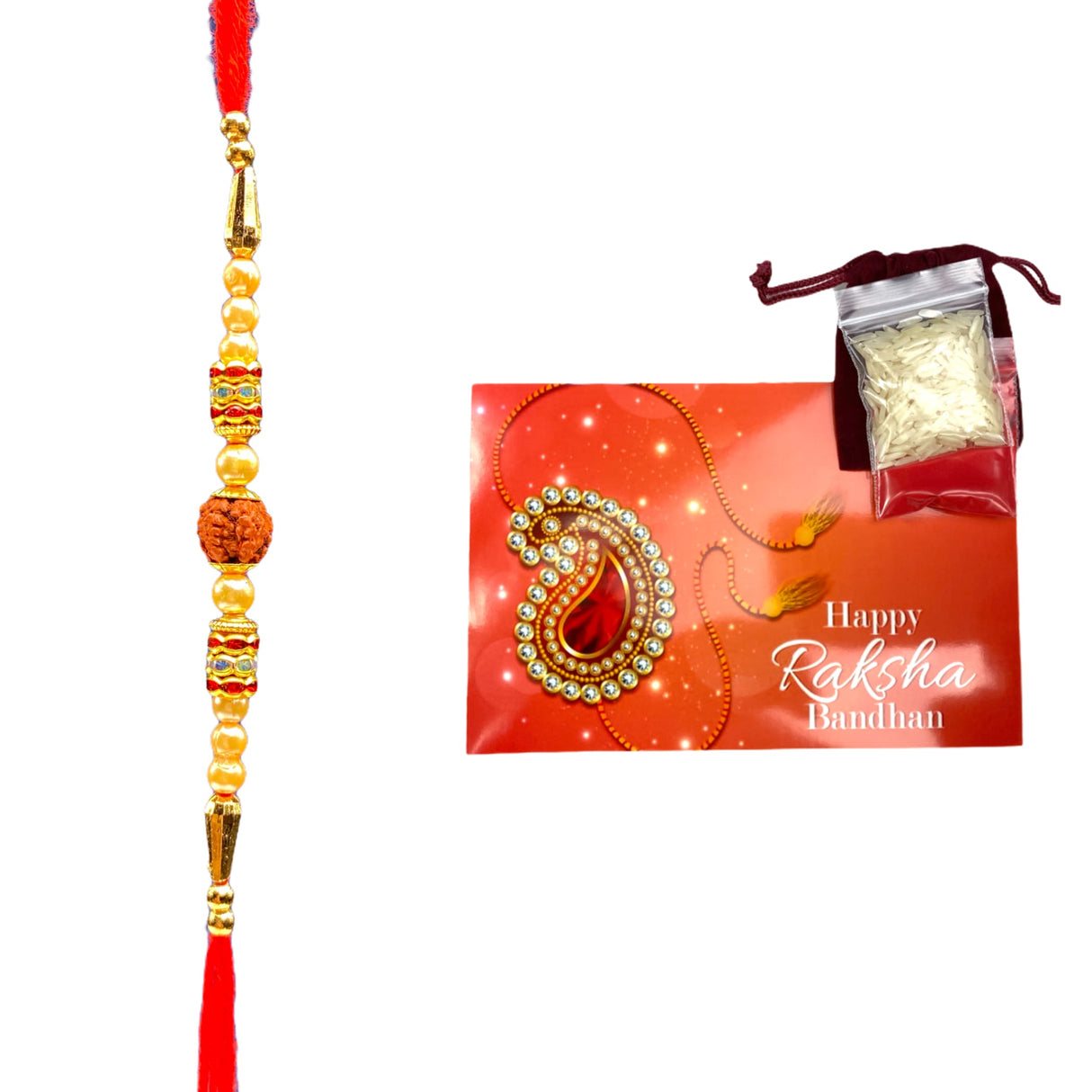 Wholesale 5 10 rudraksh rakhi for brother poojan thread