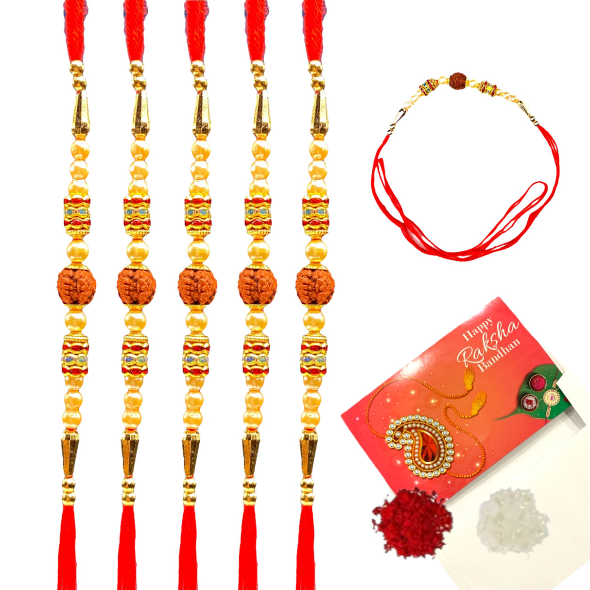 Wholesale 5 10 rudraksh rakhi for brother poojan thread