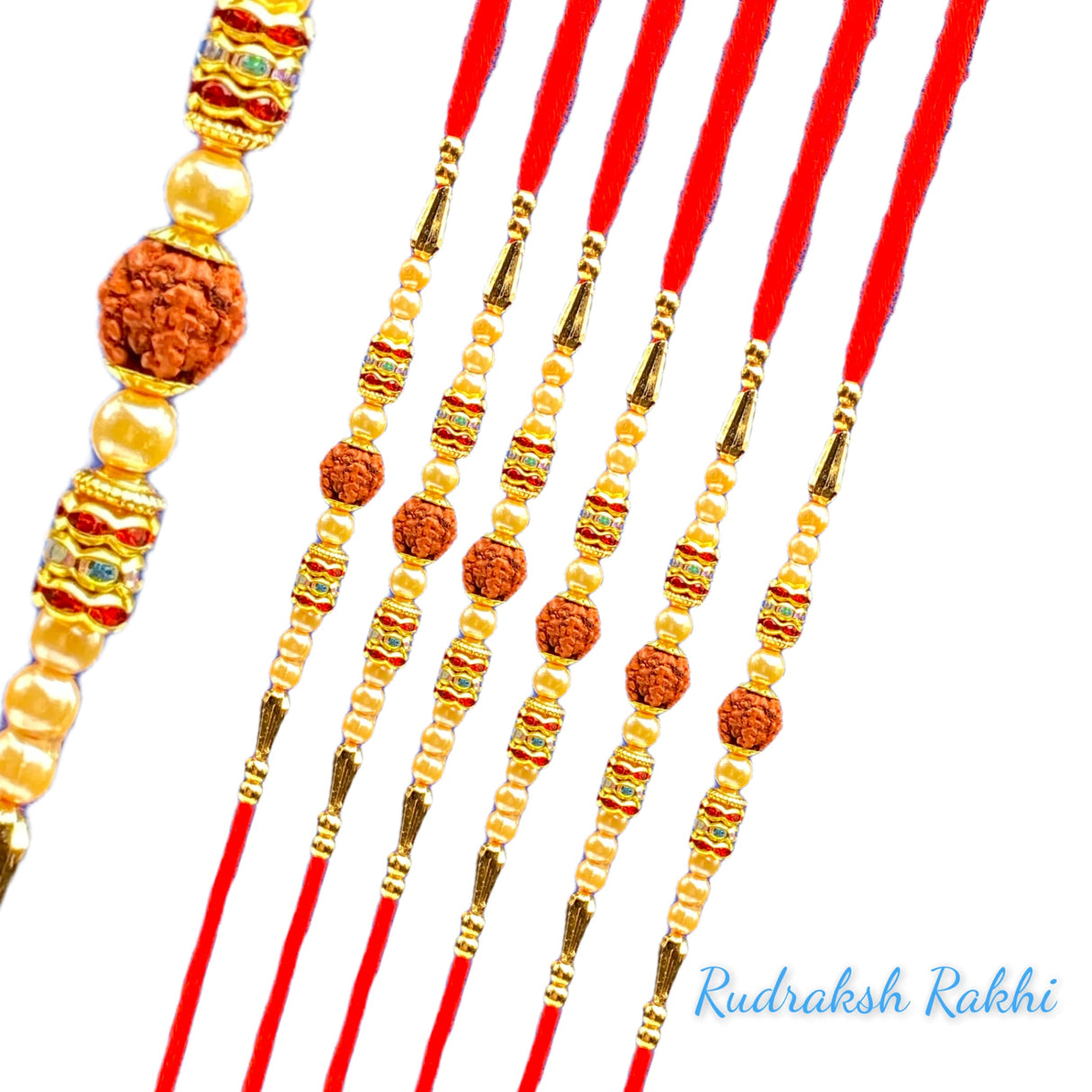 Wholesale 5 10 rudraksh rakhi for brother poojan thread